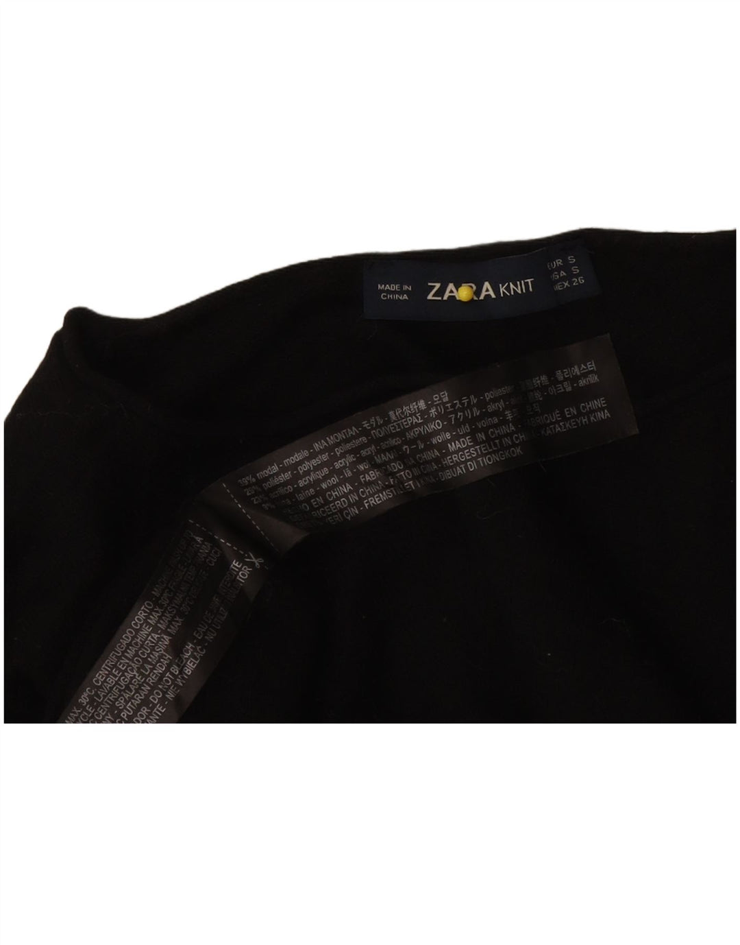 Top feminino Zara manga comprida UK 10 pequeno modal preto