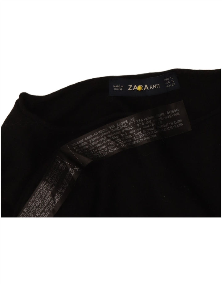 Top feminino Zara manga comprida UK 10 pequeno modal preto