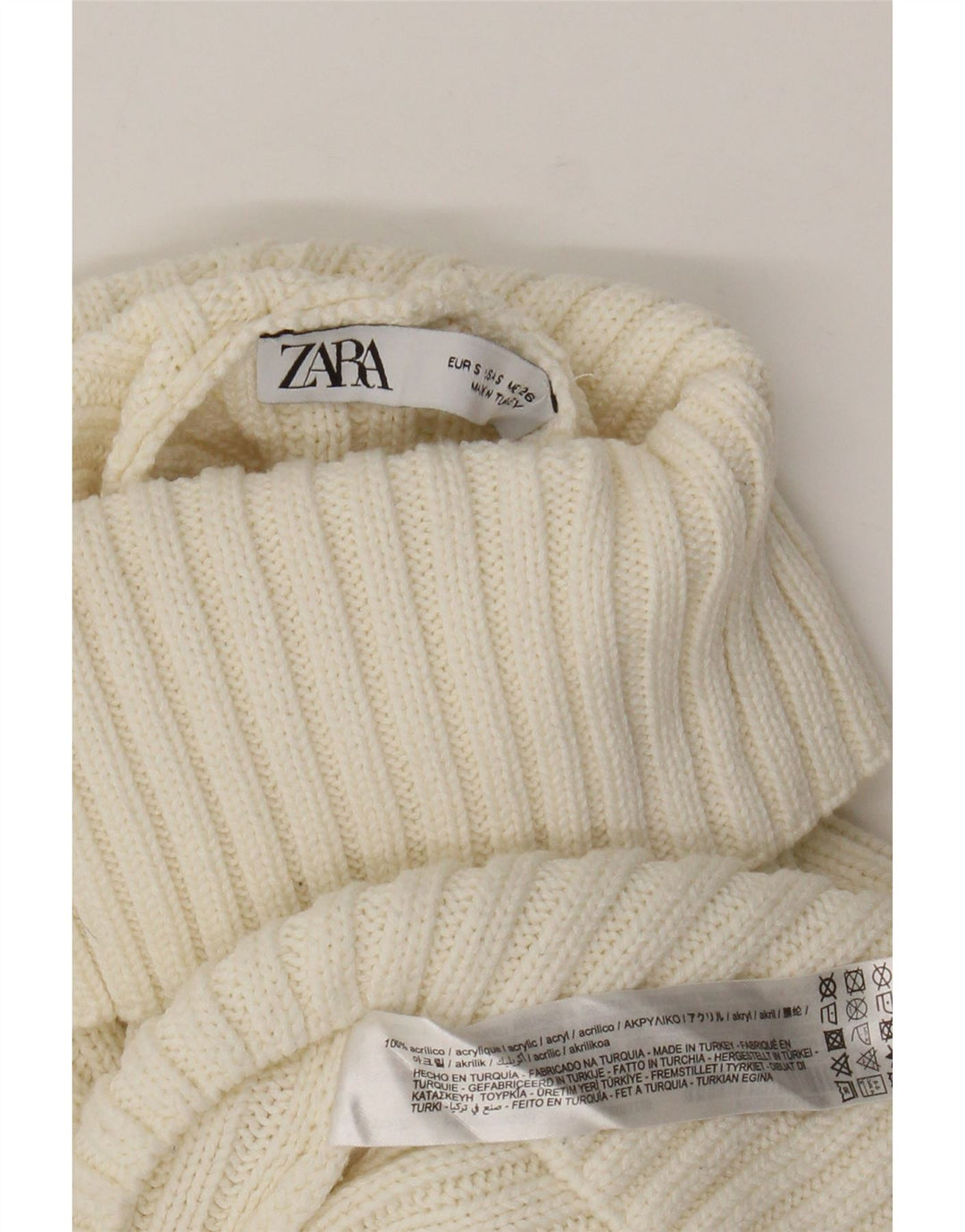 Zara Suéter feminino cropped oversized com gola redonda Reino Unido 10 pequeno branco