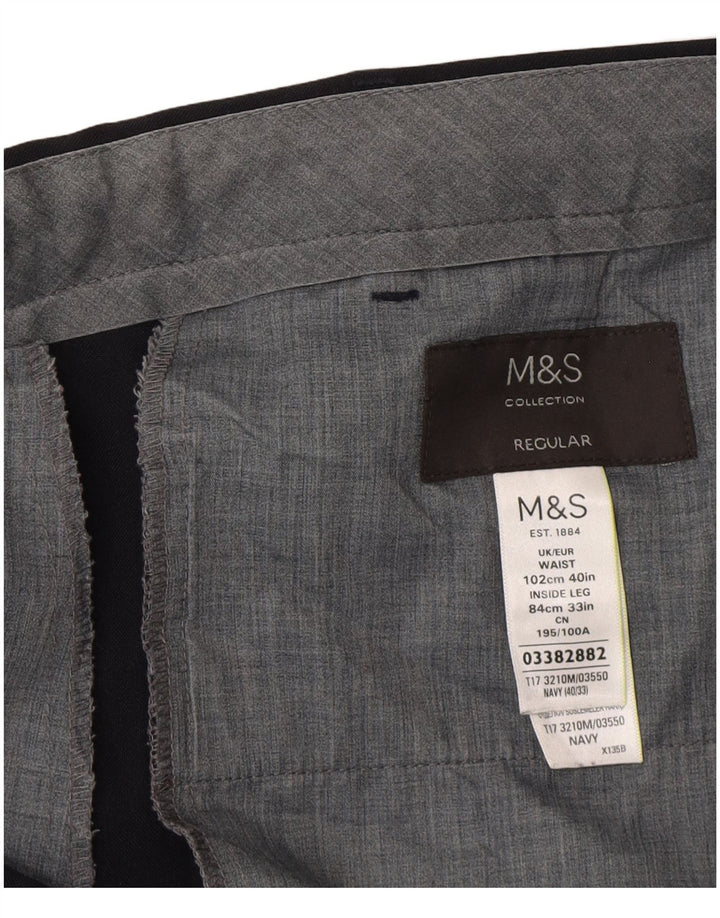 Calça masculina reta regular Marks & Spencer W40 L33 azul marinho