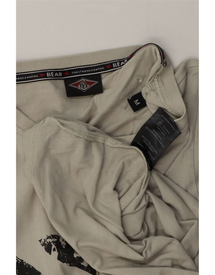 Bear Camiseta masculina gráfica Top algodão cinza médio