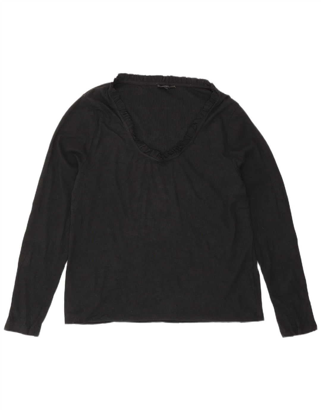 J. CREW Top feminino manga comprida UK 16 grande preto