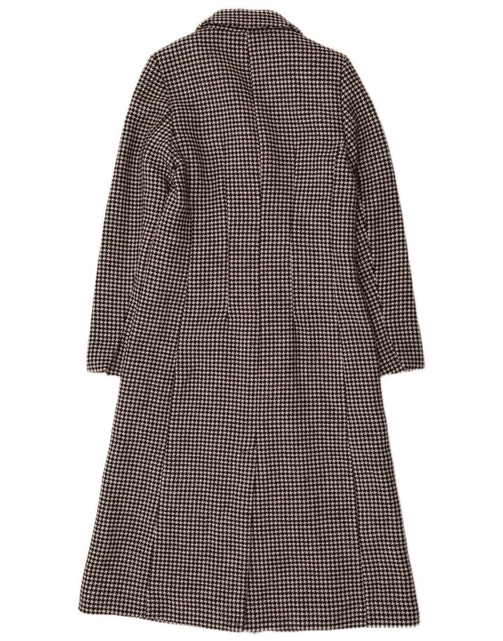 Casaco feminino Marks & Spencer com peito duplo UK 8 pequeno preto Houndstooth