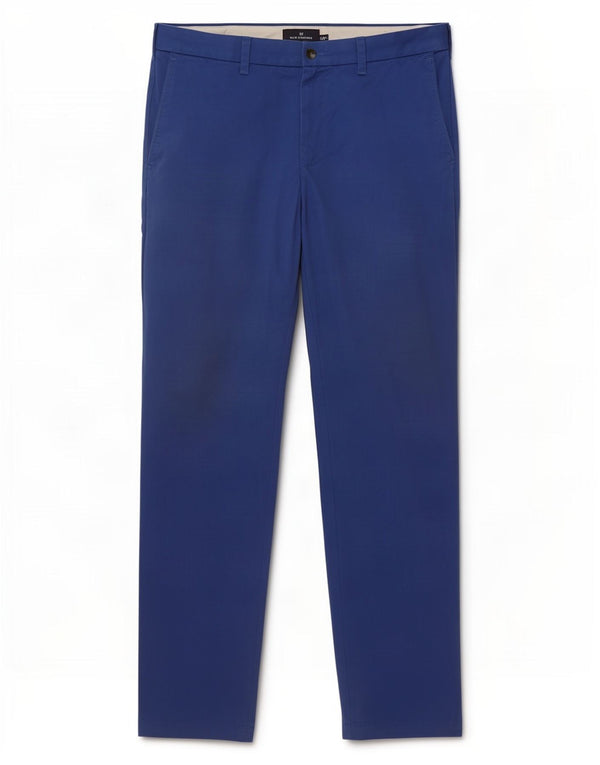 Calça chino reta masculina Marks & Spencer Blue Harbor W36 L31 algodão