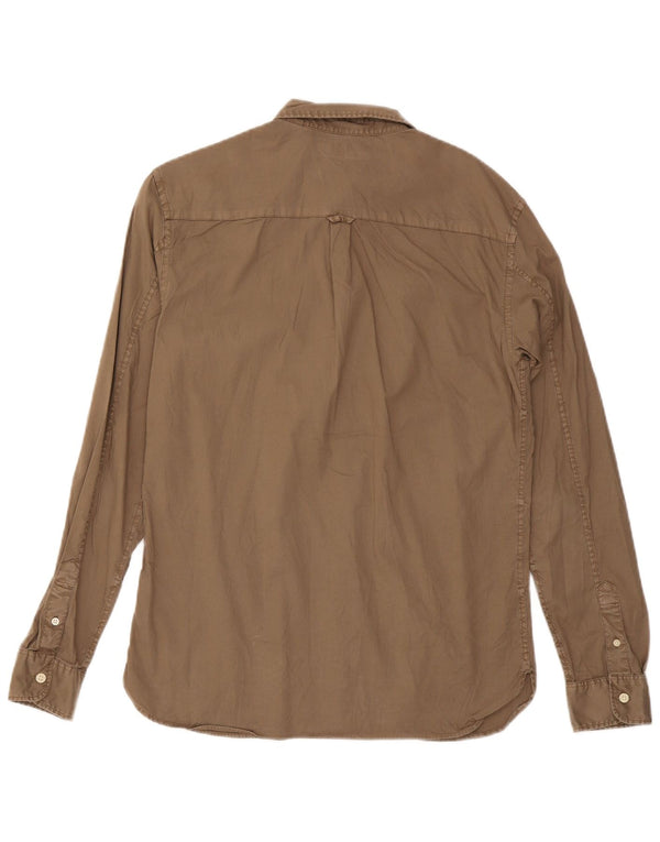 Camisa masculina All Saints de algodão marrom médio