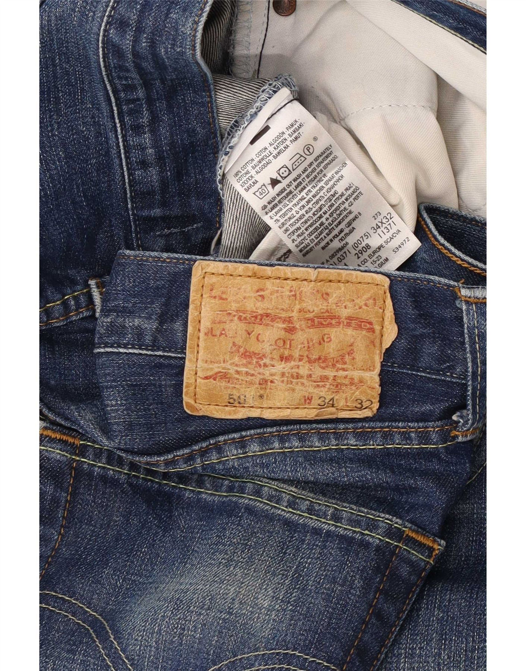Levi's Masculino 501 Straight Jeans W34 L32 Azul Algodão
