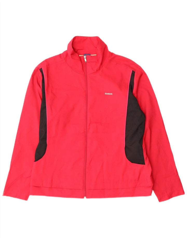 Reebok Womens Tracksuit Top Jacket UK 16 Grande Rosa Colorblock Poliéster