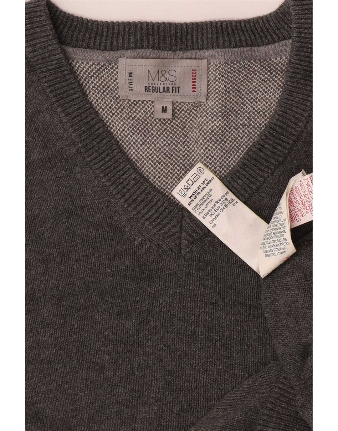 Regata masculina Marks & Spencer de ajuste regular com colete de algodão cinza médio