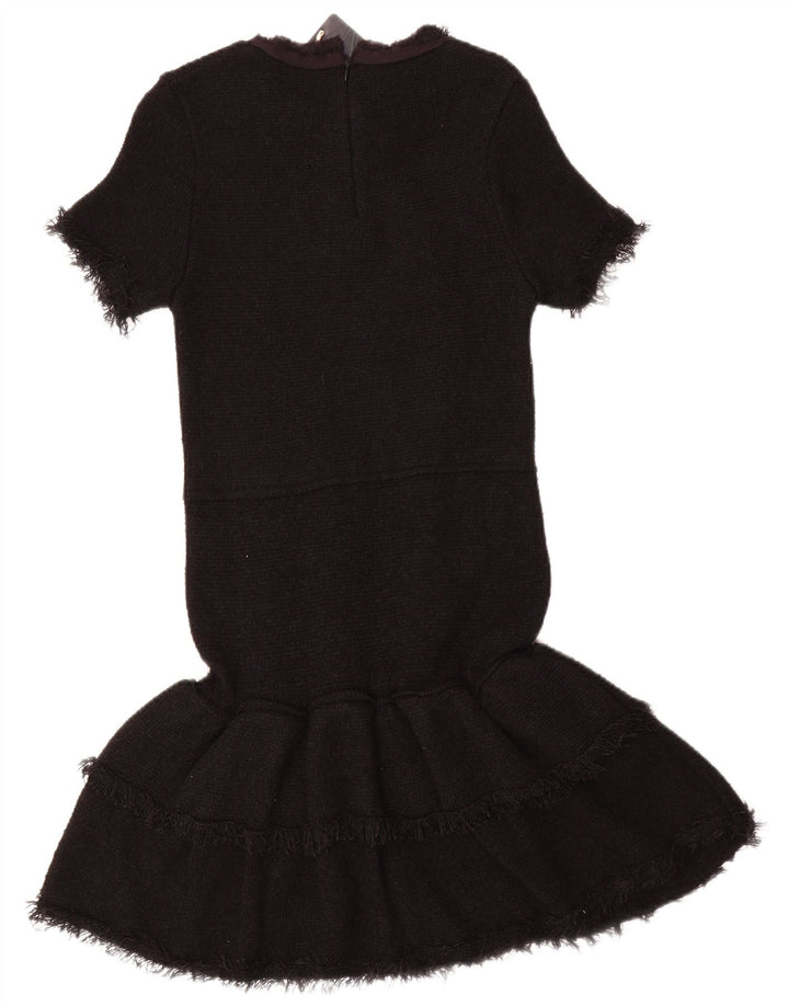 Vestido sereia feminino Zara com gravata frontal Reino Unido 12 viscose preta média