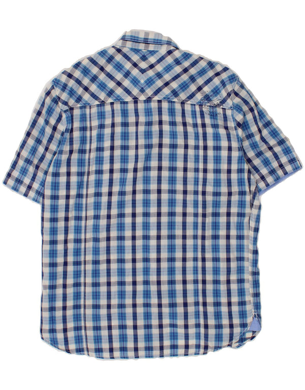 PEPE JEANS Camisa masculina de manga curta regular fit algodão xadrez azul médio