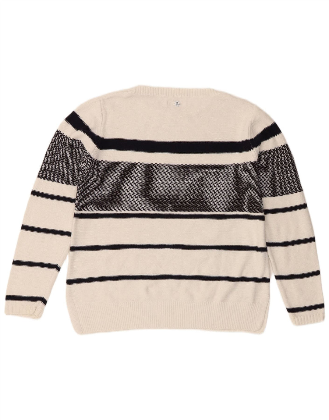 Suéter feminino Barbour com gola canoa grande e listrado branco pequeno Reino Unido 10