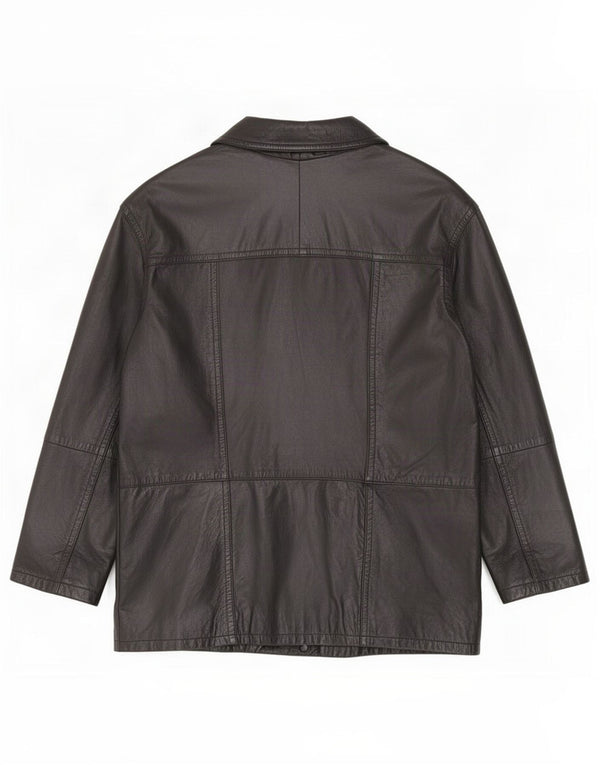 Jaqueta masculina de couro com peito duplo Milan UK 42 XL preta