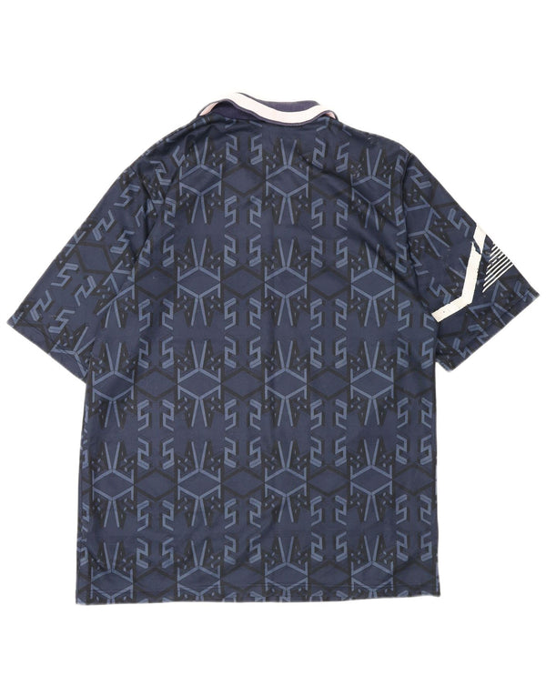 Camisa de futebol masculina Umbro Escócia 1991-1993 média azul marinho geométrica