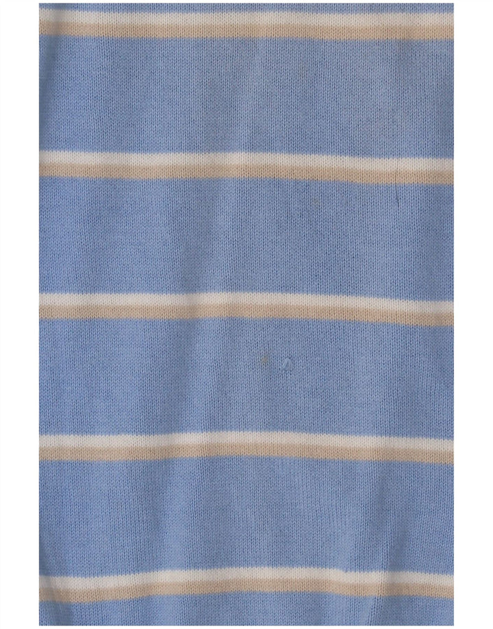 Suéter masculino Kappa com decote em V de algodão listrado azul médio