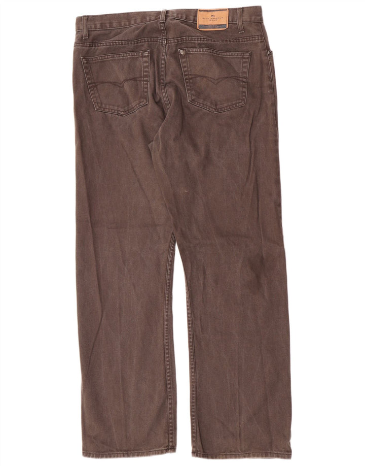 Calça jeans reta masculina Marks & Spencer Blue Harbor W36 L31 algodão marrom