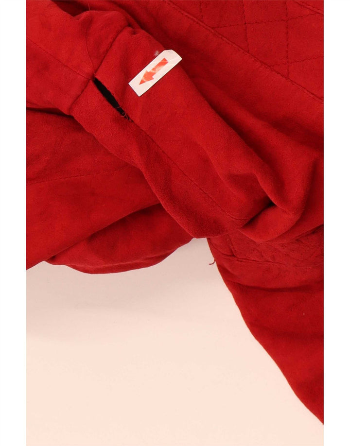 Jaqueta blazer feminina vintage de camurça com 1 botão Reino Unido 12 vermelho médio