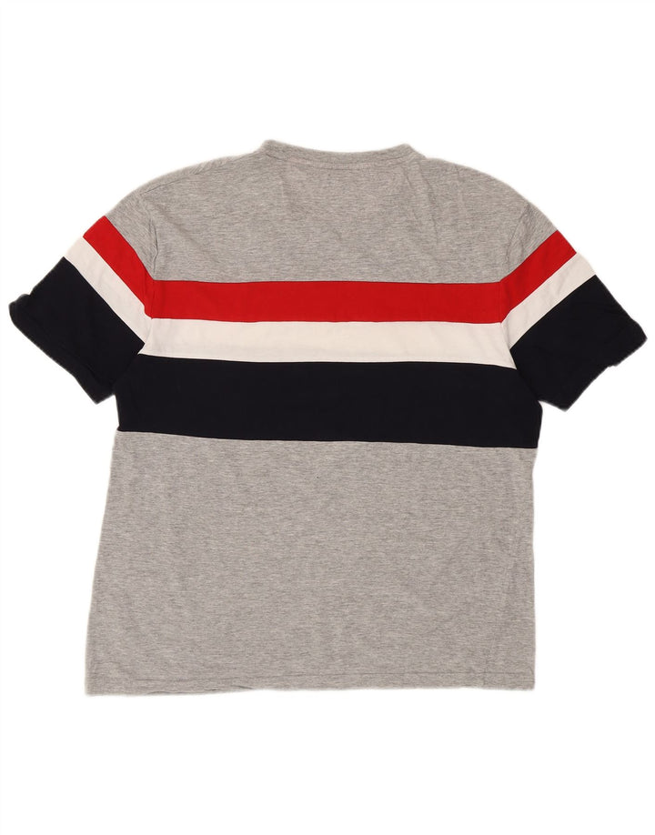 Camiseta masculina ZARA grande listrada cinza