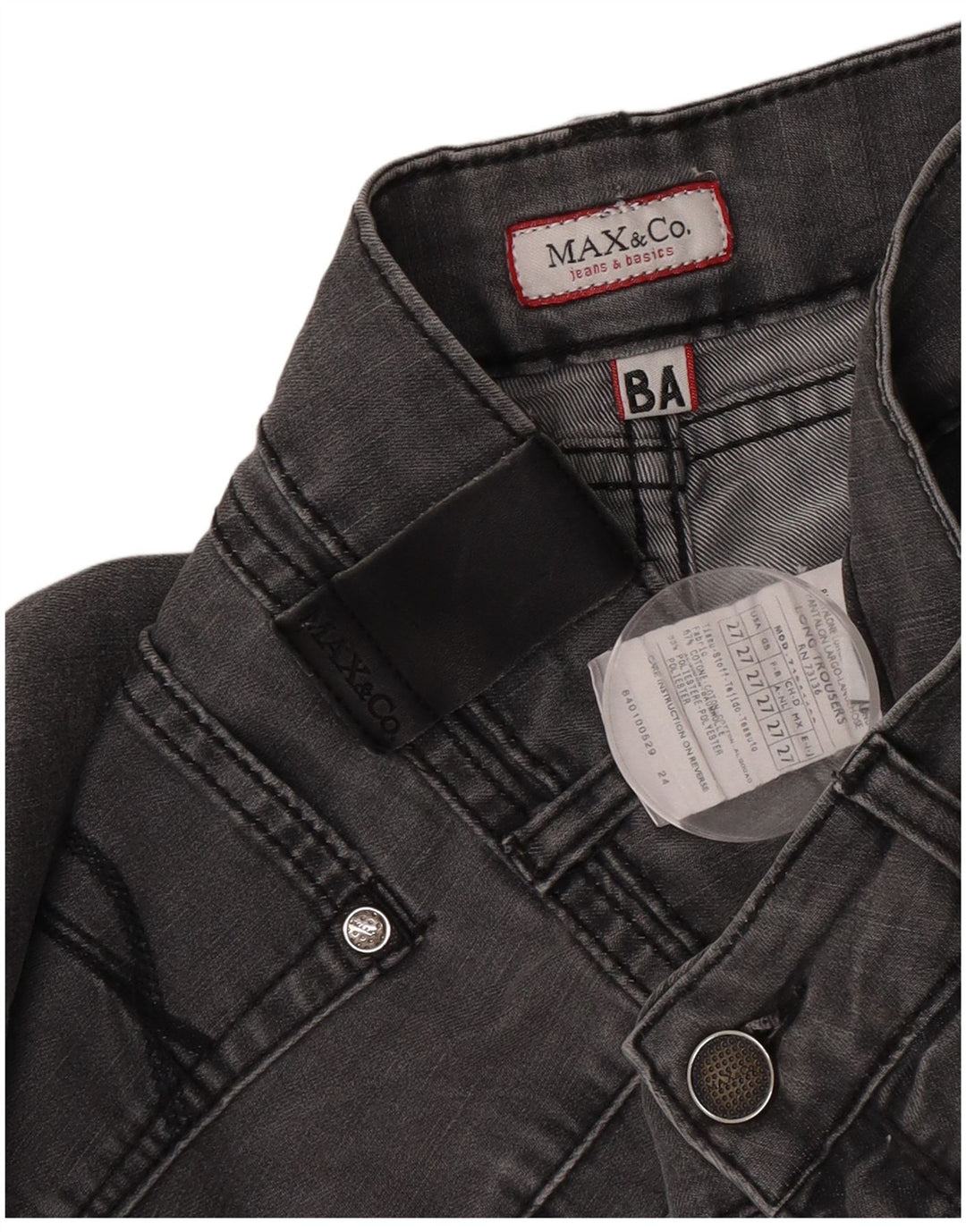 Max & Co. Jeans Slim Feminino W27 L28 Algodão Cinza