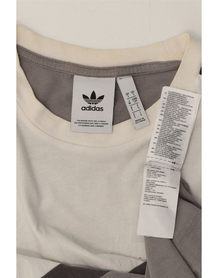 Adidas Mens T-Shirt Top Pequeno Cinza Colorblock Algodão