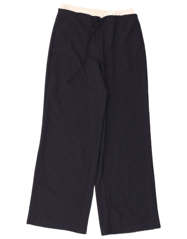 Zara Calça feminina cintura alta com perna larga XS azul marinho poliéster listrado