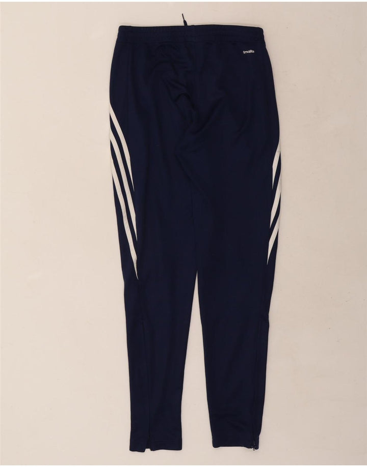 Calça de treino masculina Adidas Climalite pequena azul marinho poliéster