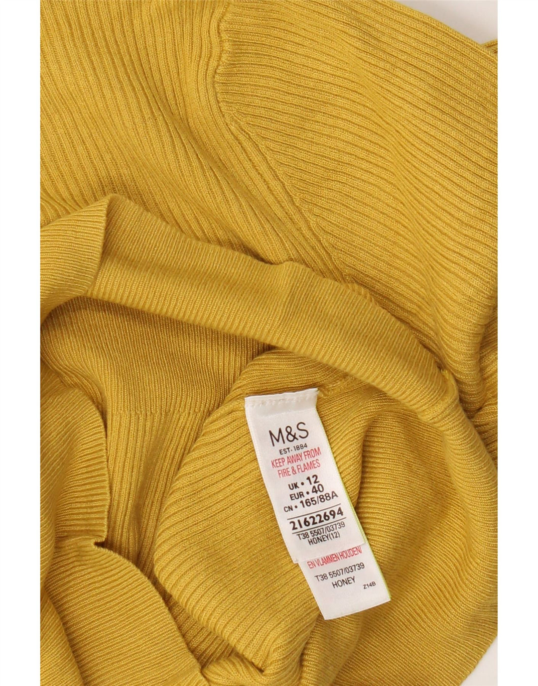 Suéter feminino Marks & Spencer com gola redonda Reino Unido 12 viscose amarela média