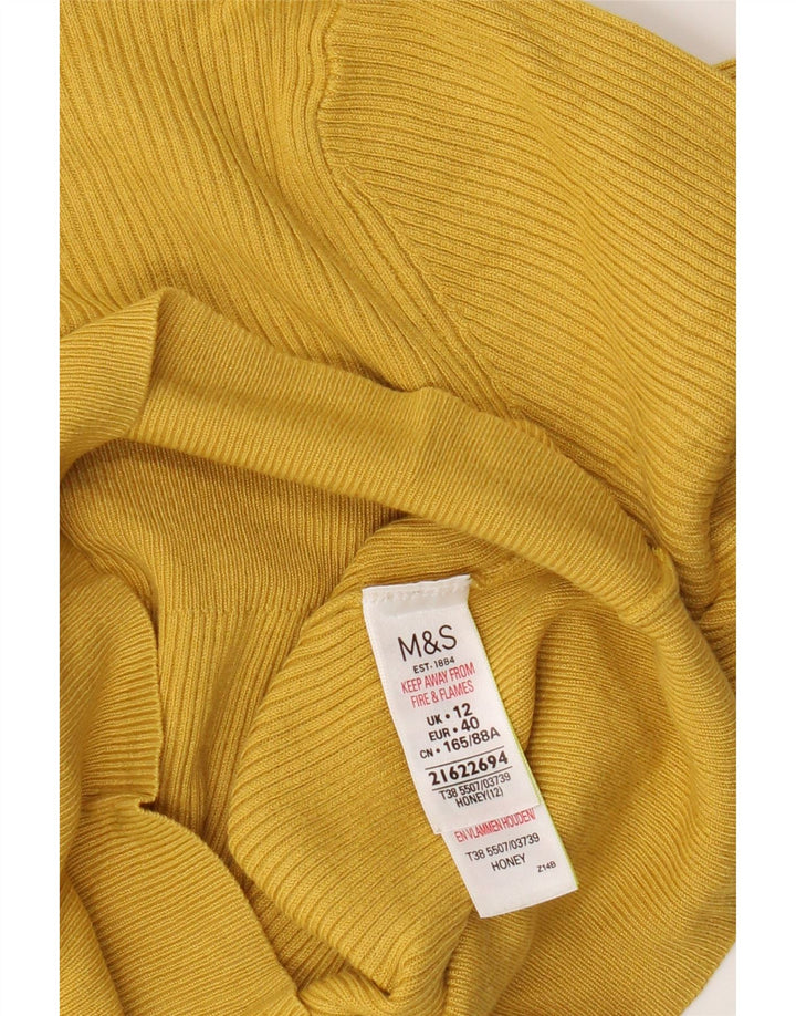 Suéter feminino Marks & Spencer com gola redonda Reino Unido 12 viscose amarela média