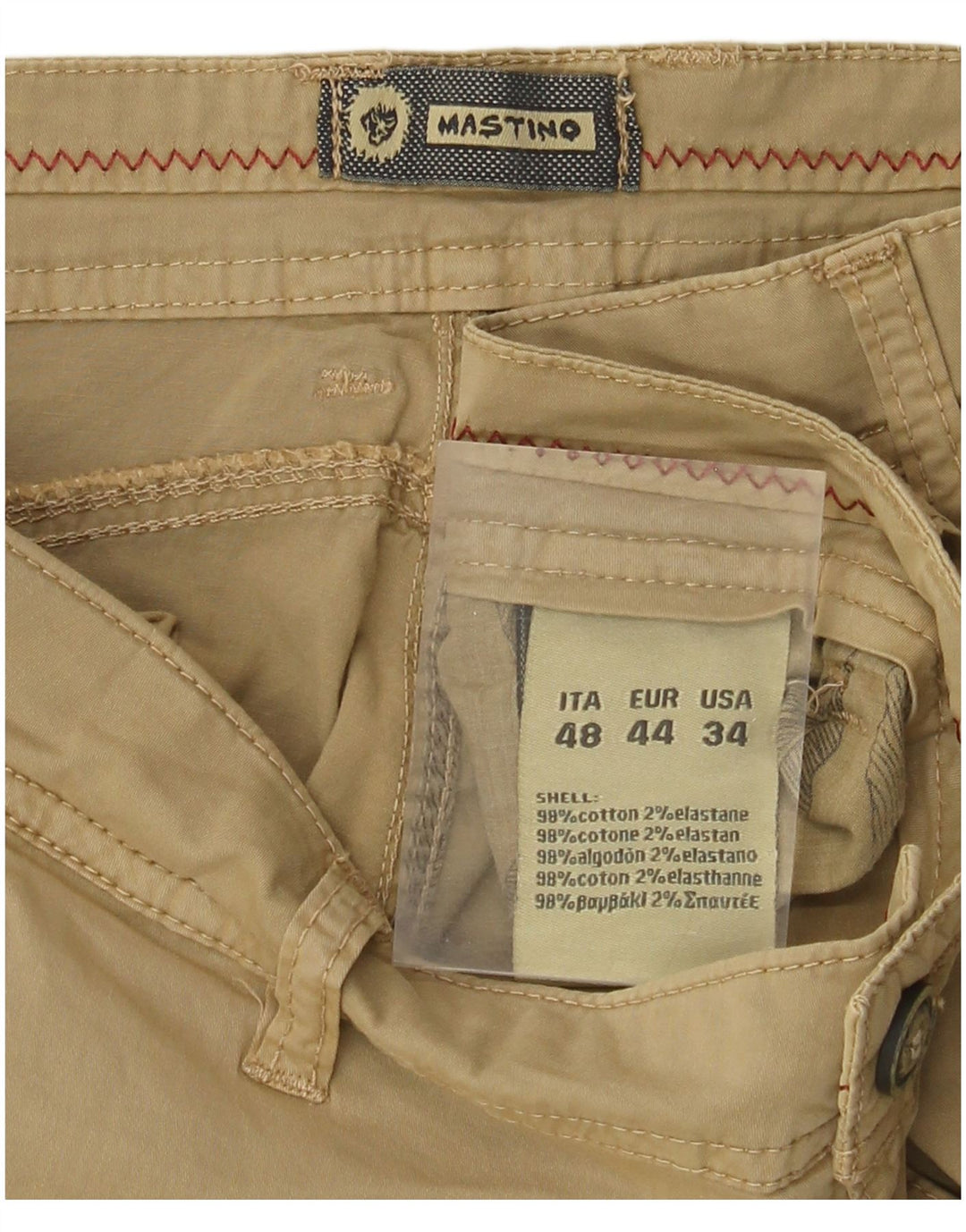Shorts cargo masculino vintage IT 48 médio W34 algodão bege
