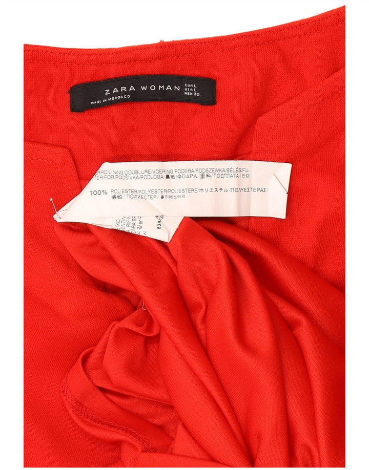 Vestido túnica feminino Zara manga 3/4 Reino Unido 16 grande poliéster vermelho