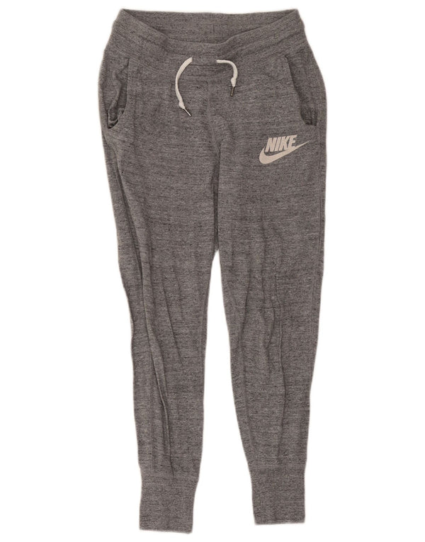 Nike Womens Crop Tracksuit Calças Joggers UK 6 XS Cinza Flecked Cotton