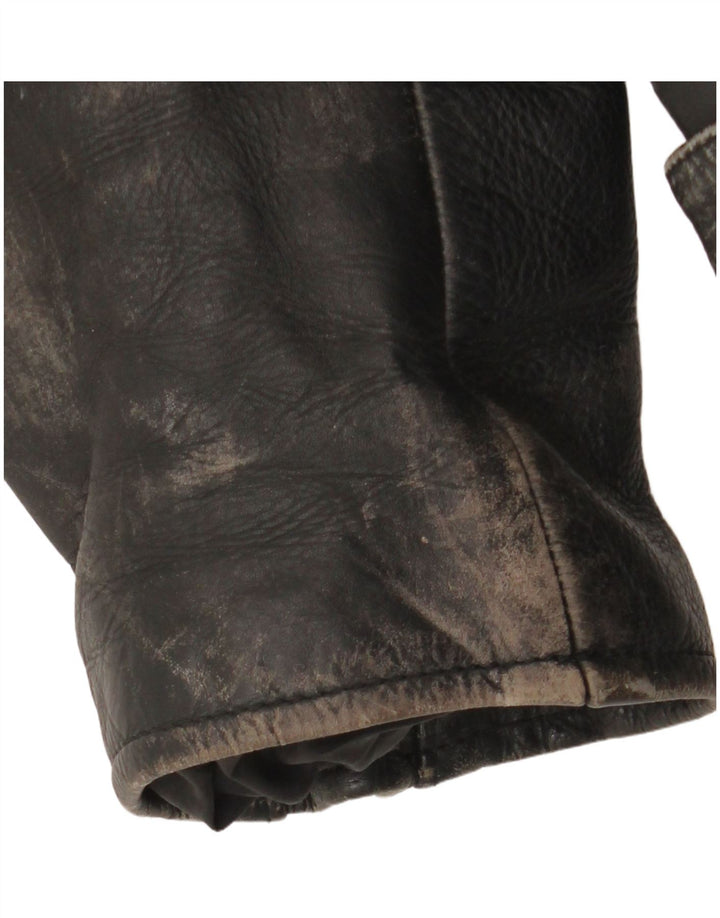 Jaqueta de couro masculina vintage para motociclista UK 36 motociclista preto pequeno
