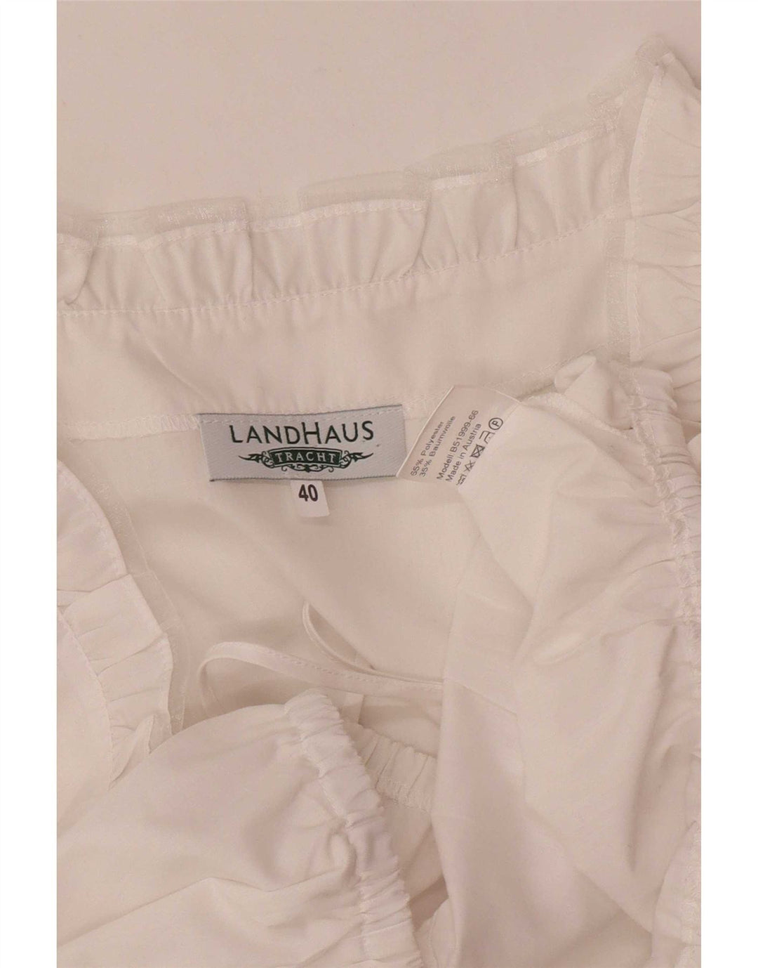 Top curto feminino Landhaus EU 40 poliéster branco médio