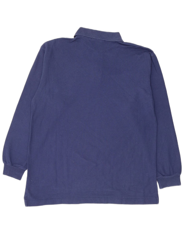 FILA Mens Long Sleeve Polo Shirt IT 48 Medium Navy Blue Cotton