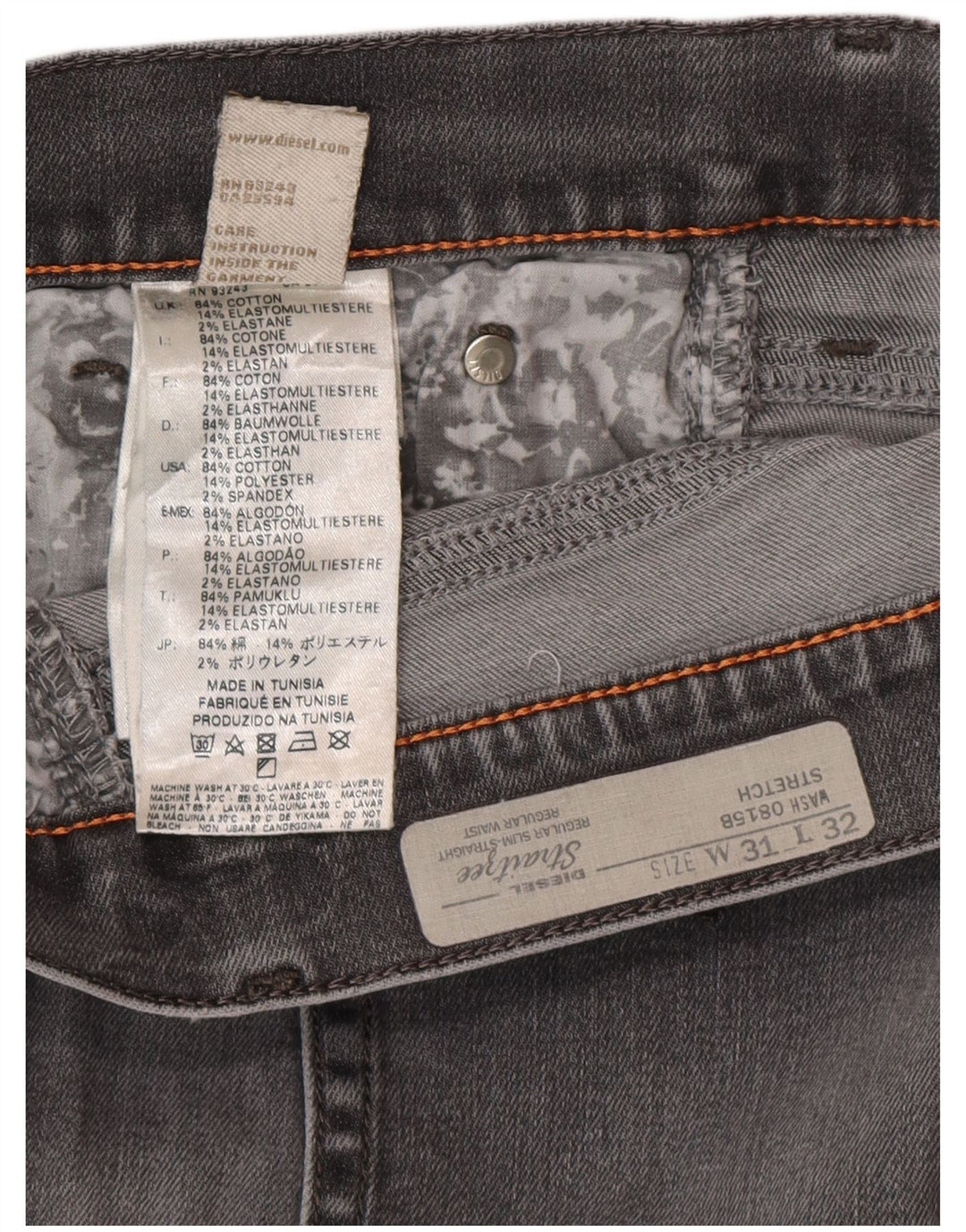 Jeans feminino diesel regular slim reto W31 L32 algodão cinza