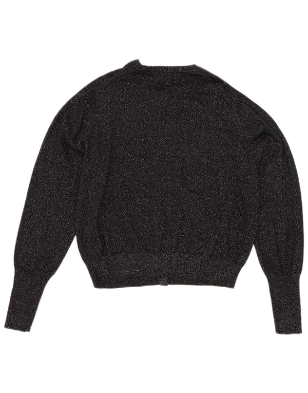Suéter cardigã feminino Marks & Spencer Reino Unido 14 grande viscose preta