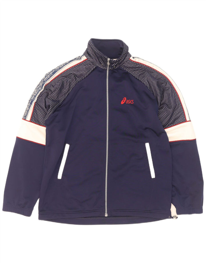 Jaqueta masculina Asics Graphic Tracksuit Top grande bloco colorido azul marinho