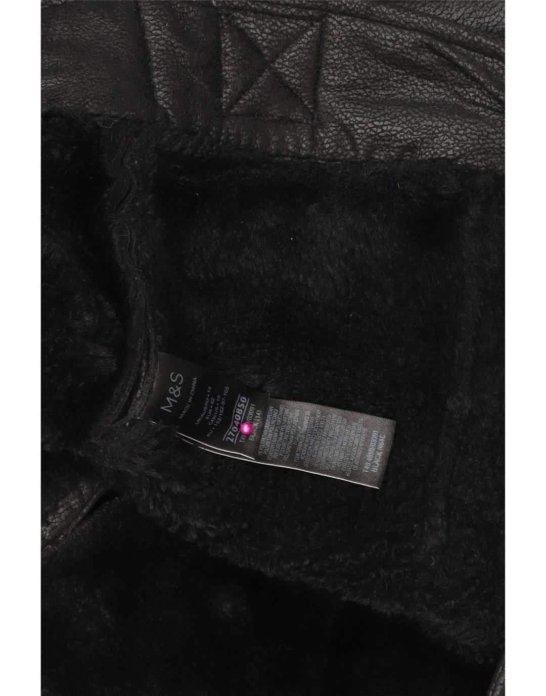 Jaqueta Sherpa Feminina Marks & Spencer Reino Unido 14 Grande Polietileno Preto