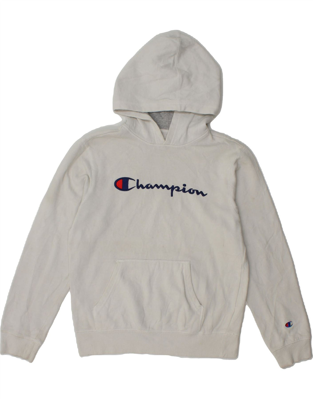 CHAMPION Womens Graphic Hoodie Jumper UK 18 XL White Cotton Vintage Champion and Second-Hand Champion from Messina Hembry 