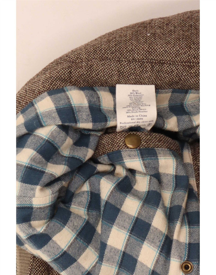 Colete acolchoado feminino Jack Wills Reino Unido 8 lã manchada marrom pequena
