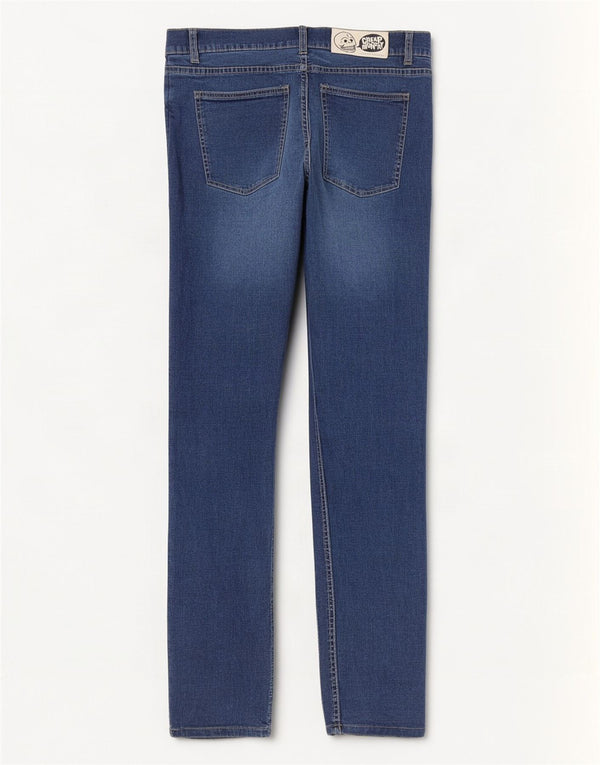 Jeans justos femininos baratos de segunda-feira W31 L30 algodão azul