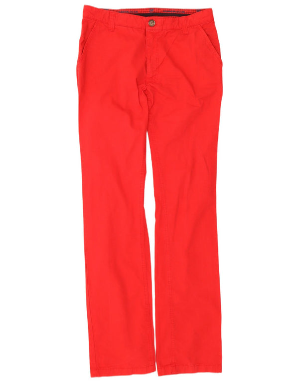 Calças casuais retas masculinas vintage W31 L34 algodão vermelho