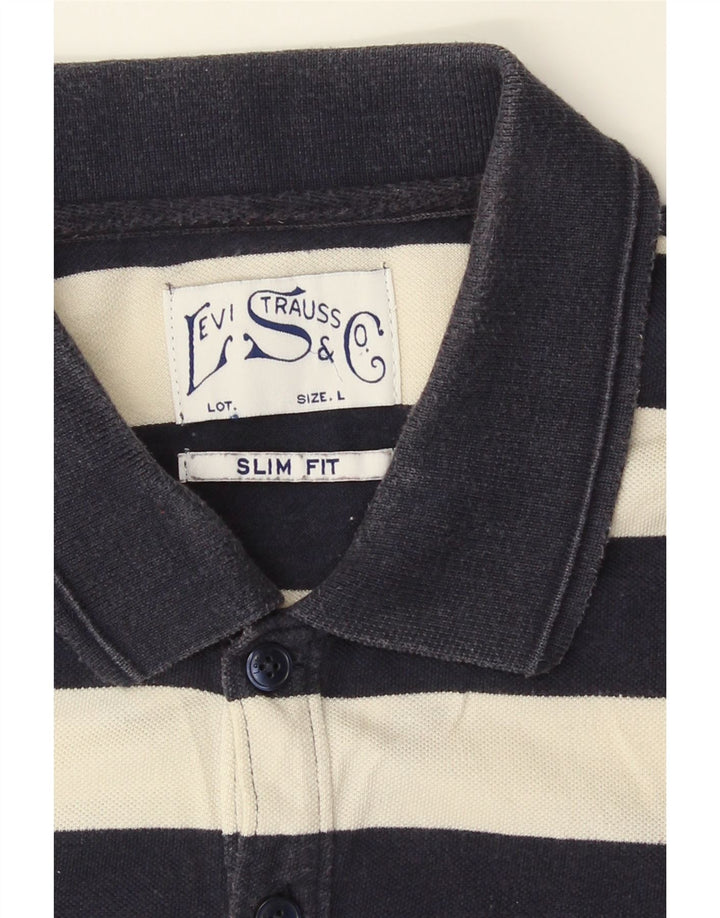 Camisa polo masculina Levi's Slim Fit grande listrada azul marinho
