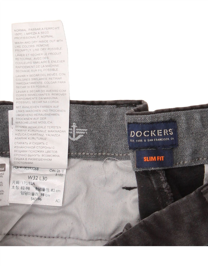 DOCKERS Mens Slim Fit Chino Trousers W32 L26 Black Cotton Vintage Dockers and Second-Hand Dockers from Messina Hembry 