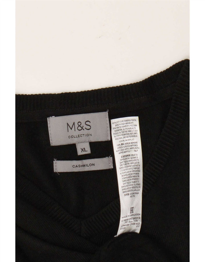 Suéter masculino Marks & Spencer com decote em V XL preto acrílico