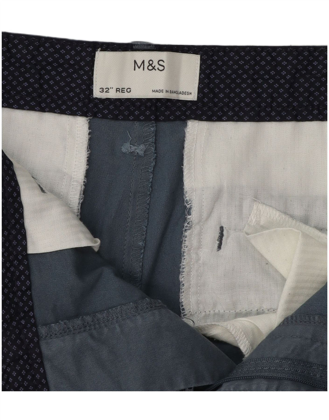 Shorts chino masculino Marks & Spencer W32 algodão azul médio