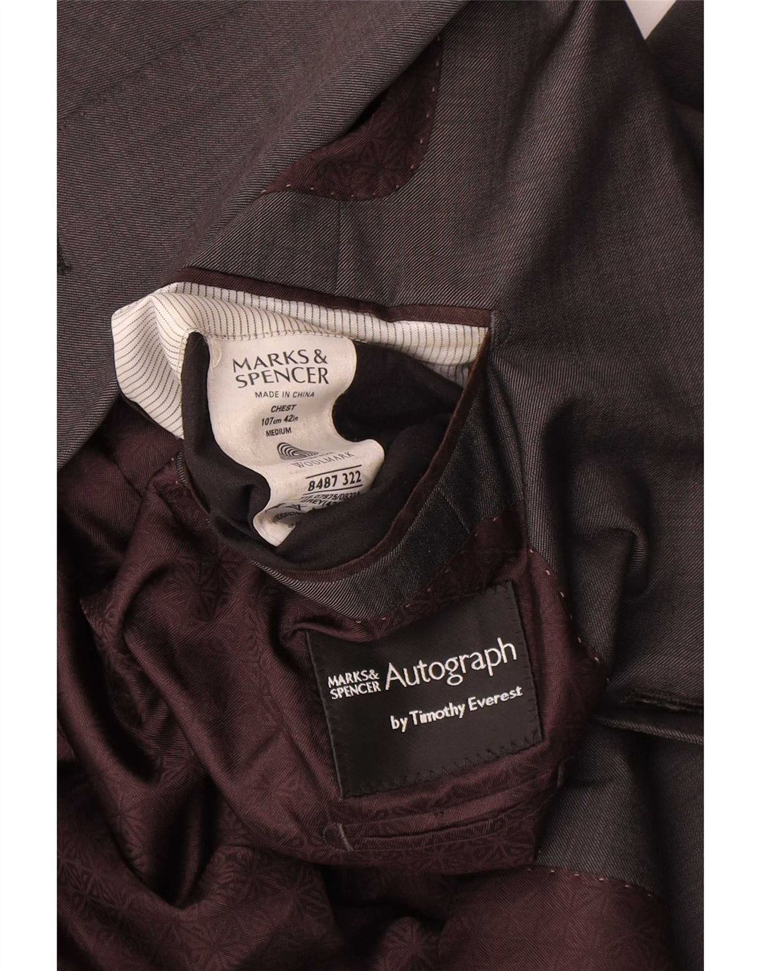 Jaqueta blazer masculina Marks & Spencer Autograph 2 botões Reino Unido 42 grande lã cinza