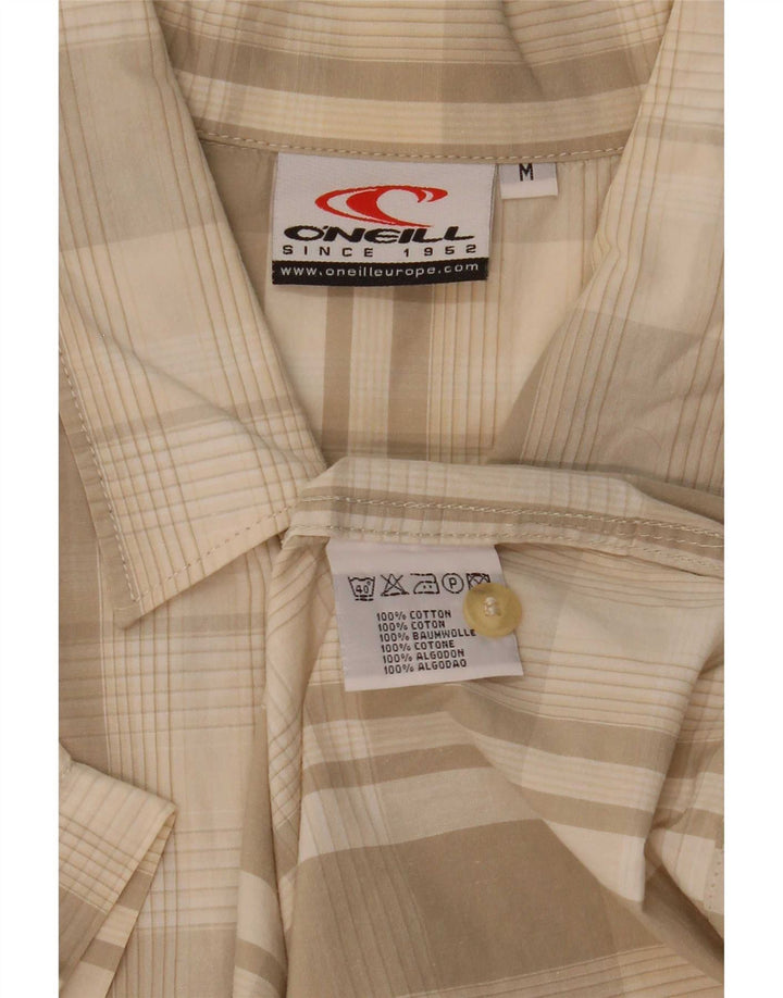 Camisa masculina de manga curta O'Neill de algodão xadrez bege médio