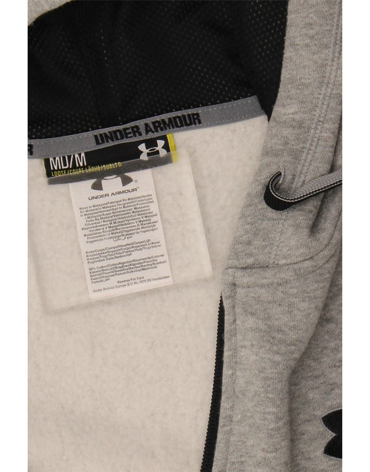 Suéter masculino com capuz e zíper UNDER ARMOUR algodão cinza médio