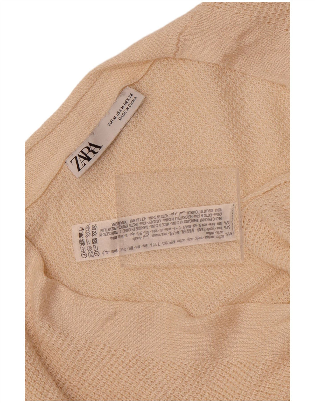 Suéter cardigã feminino Zara manga 3/4 oversized Reino Unido 14 médio off white