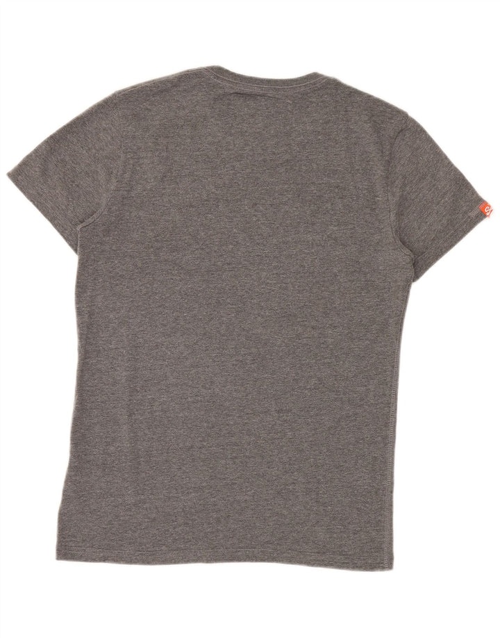 Camiseta gráfica masculina Superdry Top cinza médio algodão